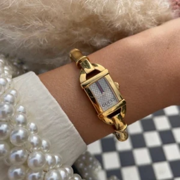 Gucci Accessories - GUCCI Yellow Gold Bamboo Bangle Watch